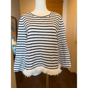 Kate Spade New York Striped Beaded Fringe Top Womens XL